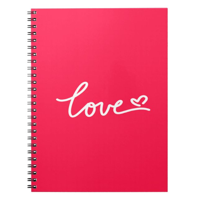 Love white text on pink  notebook (Front)