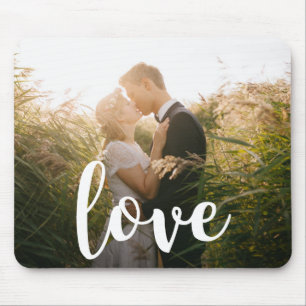 Love   White Typography   Photo Mouse Mat