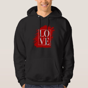 LOVE WHITE TYPOGRAPHY RED ART HOODIE
