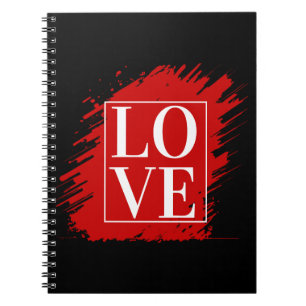 LOVE WHITE TYPOGRAPHY RED ART NOTEBOOK