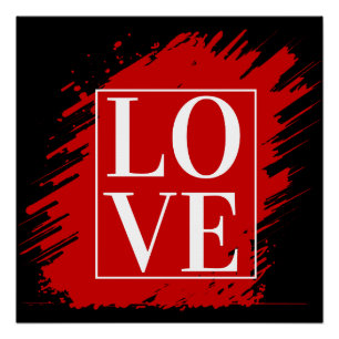 LOVE WHITE TYPOGRAPHY RED ART POSTER