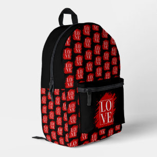 LOVE WHITE TYPOGRAPHY RED ART PRINTED BACKPACK