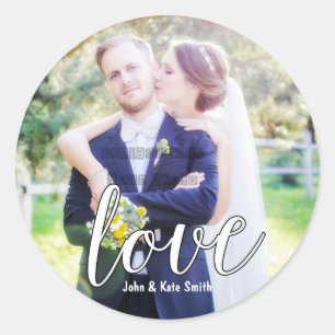 LOVE White Typography Wedding Favour Stickers
