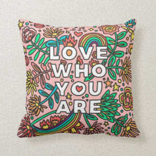 Love who you are pride doodle cushion