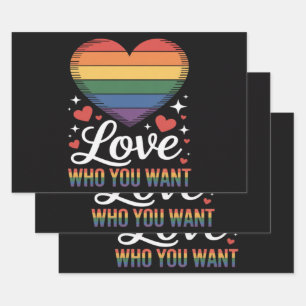 Love Who You Want Gay Pride LGBT Wrapping Paper Sheet