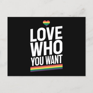 Love Who You Want Rainbow Gay Pride Flag LGBTQ Postcard