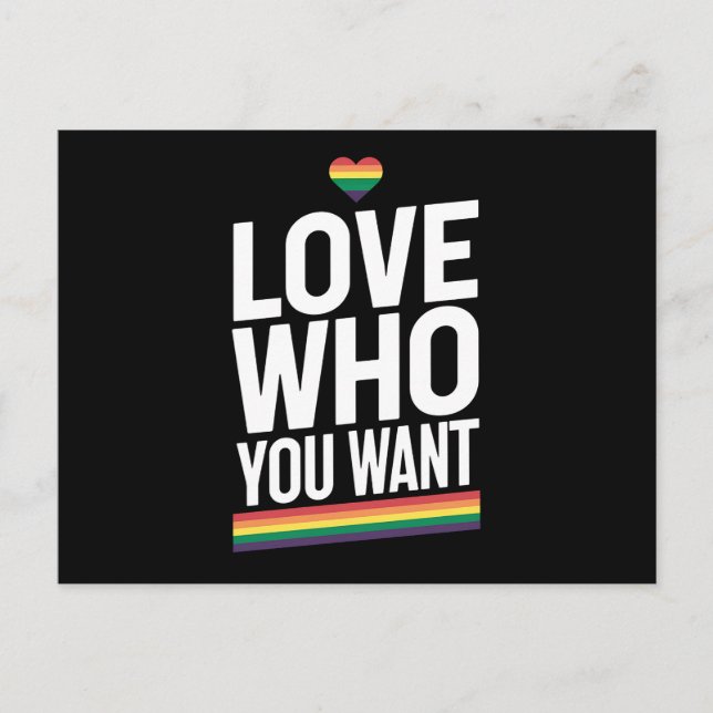 Love Who You Want Rainbow Gay Pride Flag LGBTQ Postcard (Front)