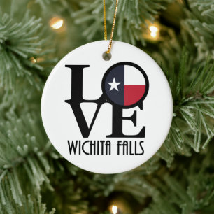 LOVE Wichita Falls, Texas Ceramic Tree Decoration