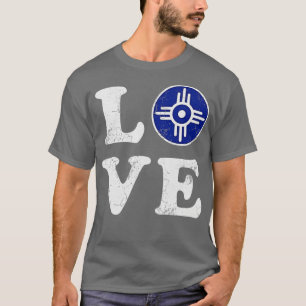 Love Wichita Kansas Flag Home  T-Shirt