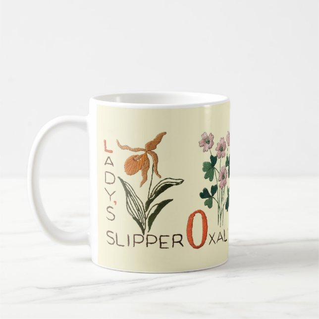 Love WildFlowers Lady's Slipper, Oxalis, Violet, Coffee Mug (Left)