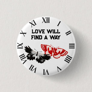 Love Will Find A Way With Vintage Butterflies 3 Cm Round Badge