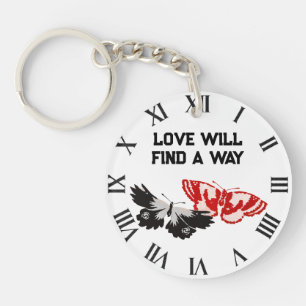 Love Will Find A Way With Vintage Butterflies Key Ring