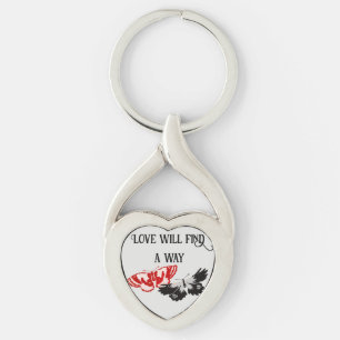 Love Will Find A Way With Vintage Butterflies Key Ring