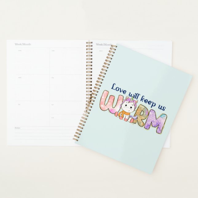 Love Will Keep Us Warm |  Adorable Unicorn Winter Planner (Display)