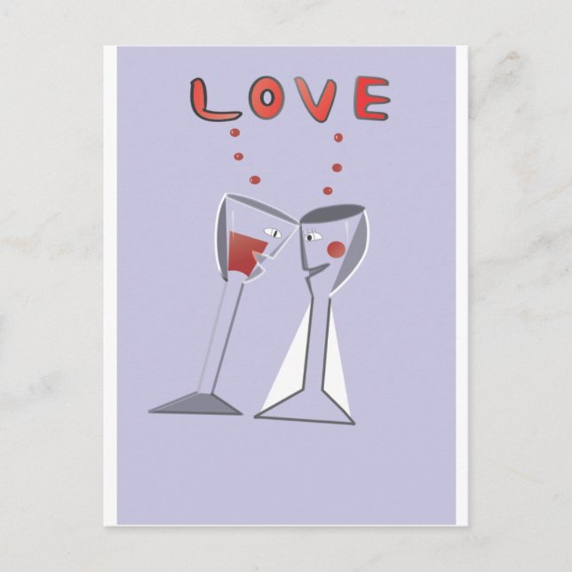 Love Wine Glasses Postcard (Front)