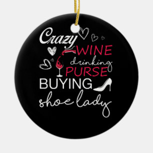 Love Wine Purses and Shoes Ceramic Tree Decoration