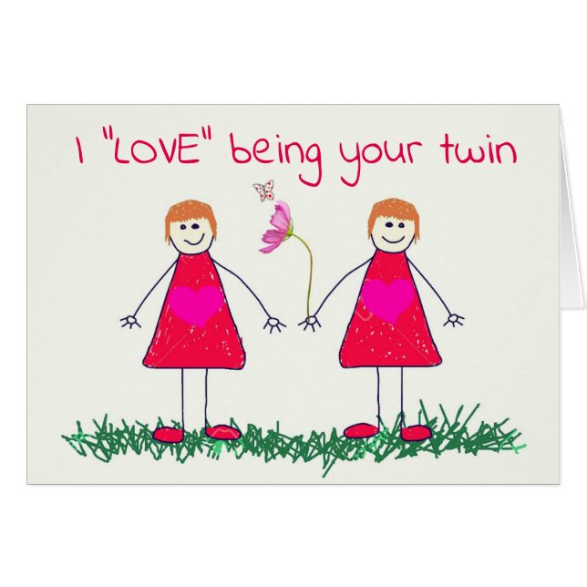 LOVE & WINE SHARE WITH YOU **TWIN** ON BIRTHDAY (Front Horizontal)