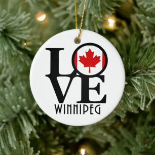 LOVE Winnipeg Canada Ceramic Tree Decoration