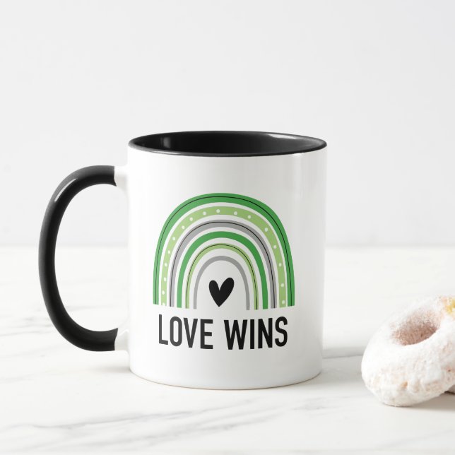 Love Wins Aromantic Rainbow  Mug (With Donut)