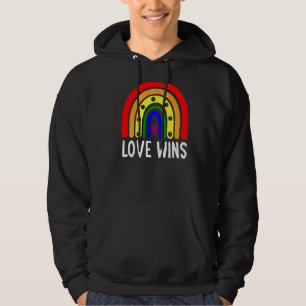Love Wins Boho Rainbow Peace Sign Pride Lesbian Ga Hoodie