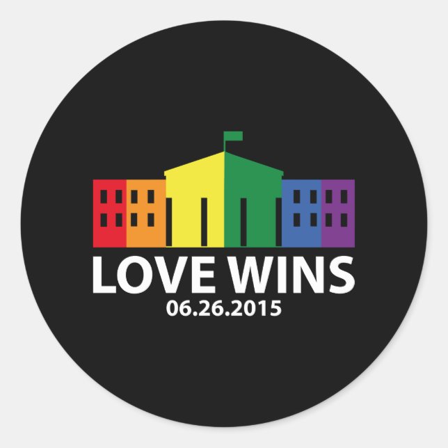 Love Wins Classic Round Sticker (Front)