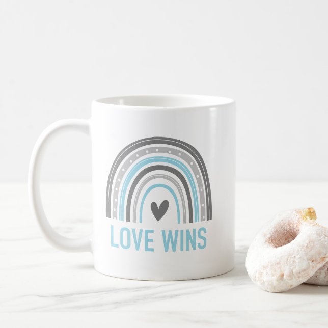 Love Wins Demiguy Rainbow  Coffee Mug (With Donut)