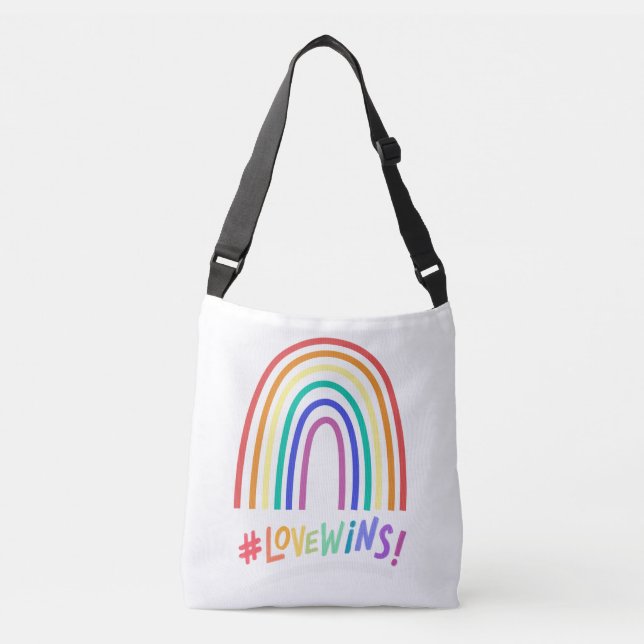 Love Wins Fun Rainbow Text bag (Front)