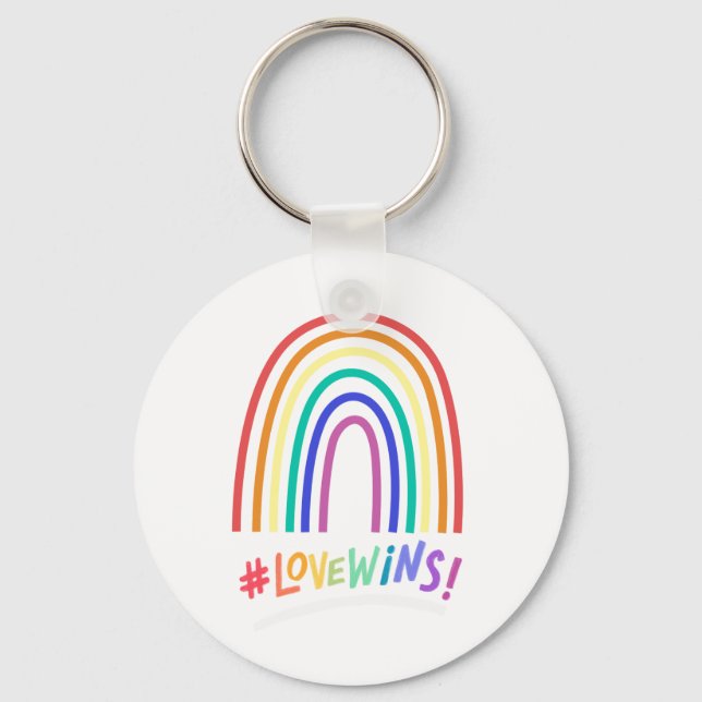 Love Wins Fun Rainbow Text  Key Ring (Front)