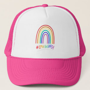 Love Wins Fun Rainbow Text   Trucker Hat