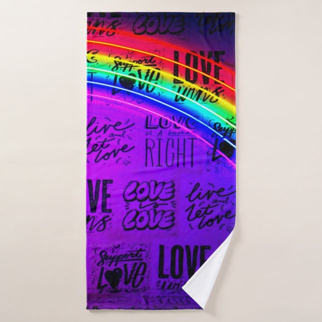 Love Wins Gay Pride LBGQT Rainbow Bath Towel (Bath Towel)