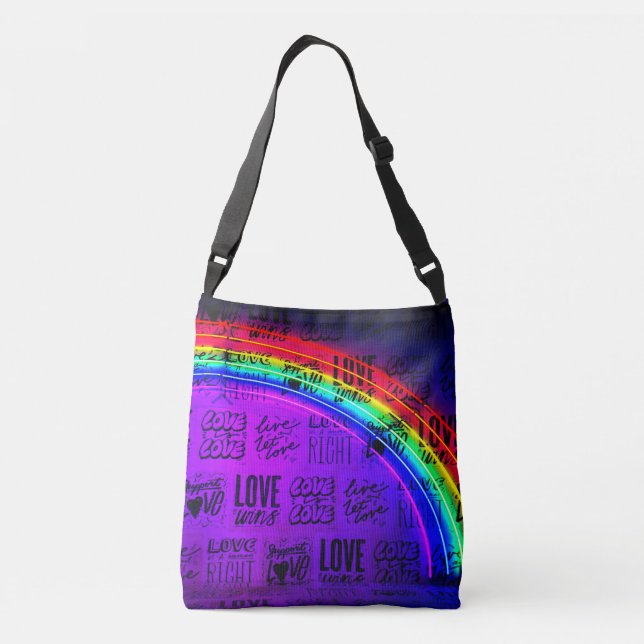 Love Wins Gay Pride LBGQT Rainbow Crossbody Bag (Back)