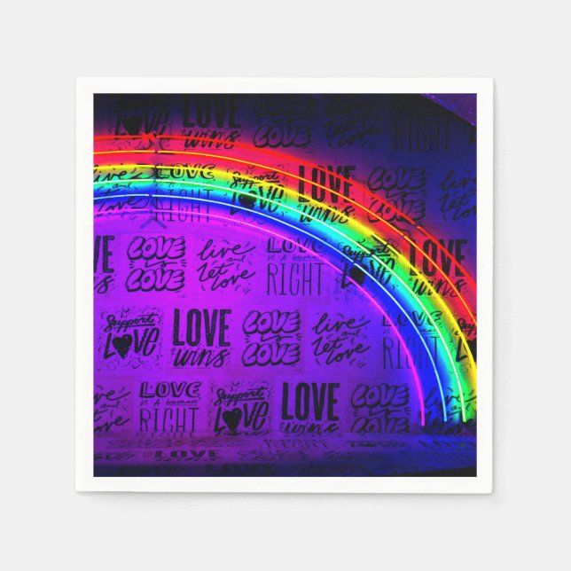 Love Wins Gay Pride LBGQT Rainbow Napkin (Front)