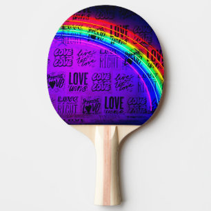Love Wins Gay Pride LBGQT Rainbow Ping Pong Paddle