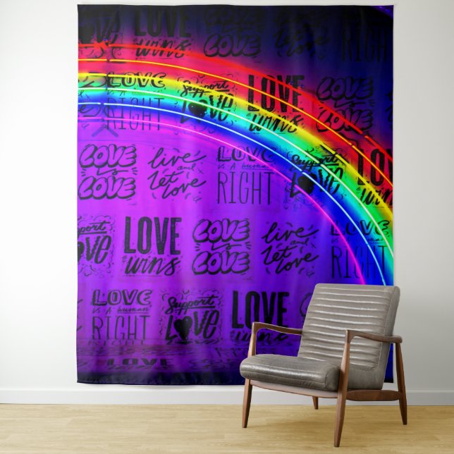 Love Wins Gay Pride LBGQT Rainbow Tapestry (In Situ)