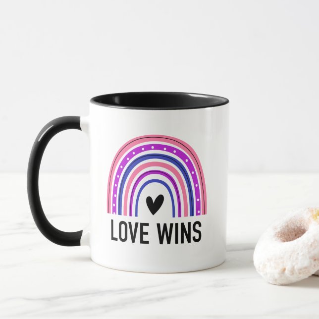 Love Wins Genderfluid Rainbow  Mug (With Donut)