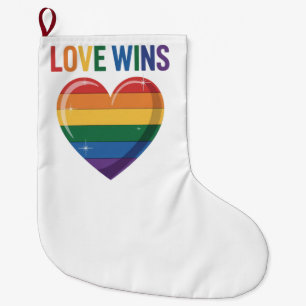 Love Wins LGBT Gay Pride Equality Large Christmas Stocking