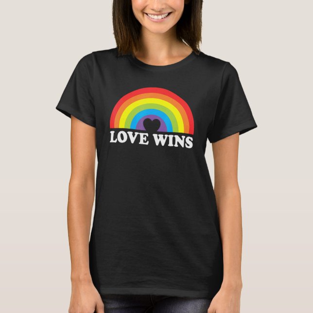 Love Wins LGBTQ Gay Pride Rainbow Lesbian Ally Com T-Shirt (Front)