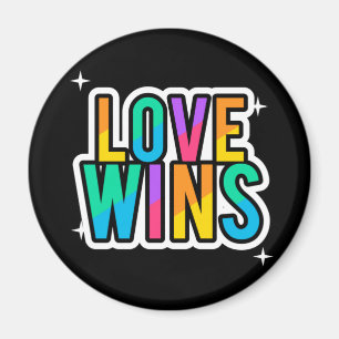 Love wins. LGBTQ+Pride. Rainbow. Button Magnet