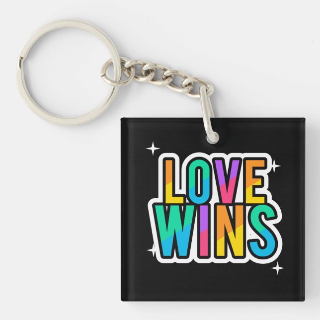 Love wins. LGBTQ+Pride. Rainbow.   Keychain (Front)