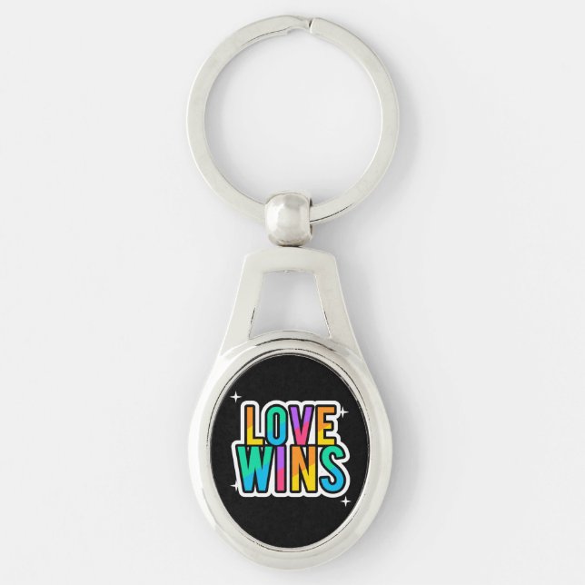 Love wins. LGBTQ+Pride. Rainbow.   Keychain (Front)