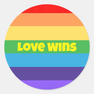 Love Wins Modern Rainbow Pride lgbt Perfect 4gifts Classic Round Sticker