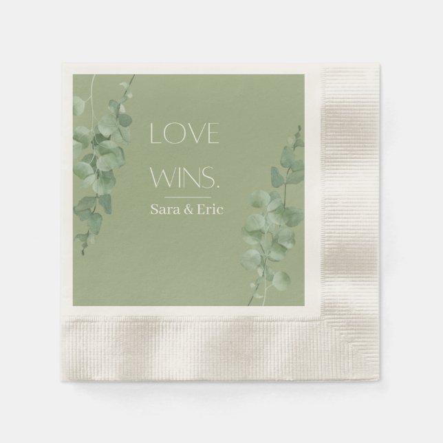 Love Wins Personalised Wedding Napkin (Front)