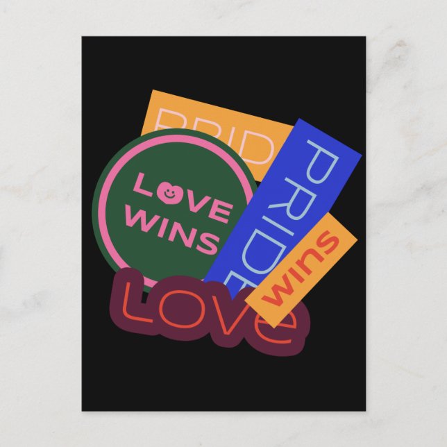 Love wins. Pride. Pride wins. LGBT+Pride Postcard (Front)