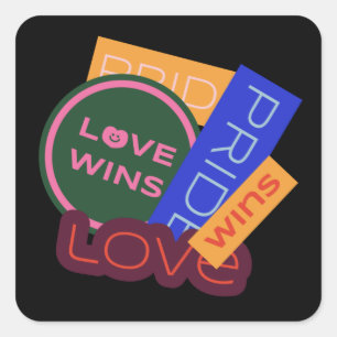 Love wins. Pride. Pride wins. LGBT+Pride Square Sticker