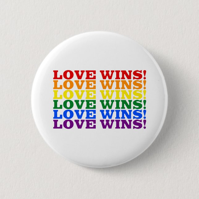 Love Wins rainbow 6 Cm Round Badge (Front)