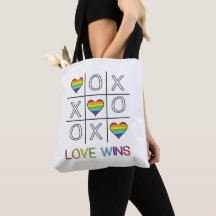 Love wins rainbow gay pride heart tic tac toe grid