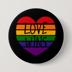 Love Wins Rainbow Heart 7.5 Cm Round Badge
