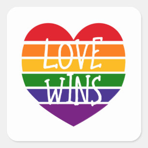 Love Wins Rainbow Pride Heart Square Sticker