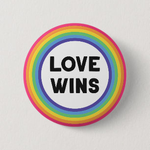 Love Wins Rainbow Pride Inspirational 6 Cm Round Badge