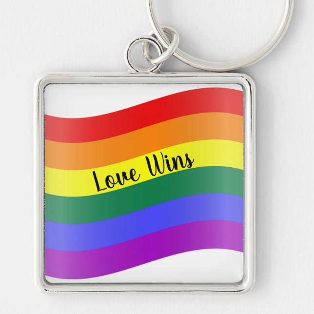 Love Wins Rainbow Stripes Key Ring (Front)